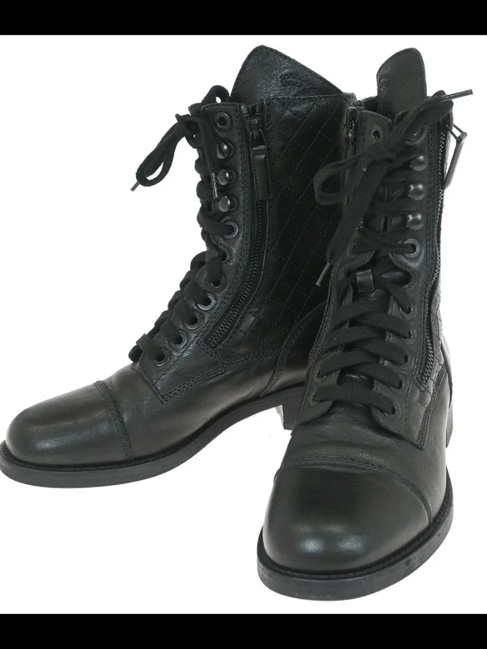 Chanel Black Lace-Up Combat Boots - Women